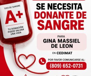 Familiares piden ayuda urgente: Gina Massiel necesita donantes de sangre A+
