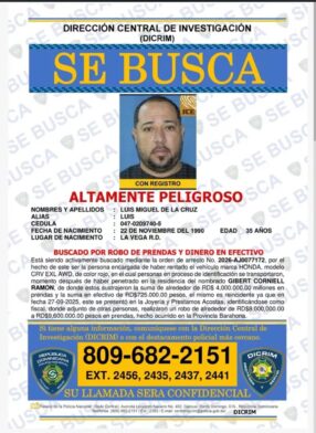 DICRIM busca a hombre señalado por robo millonario de prendas y dinero en efectivo