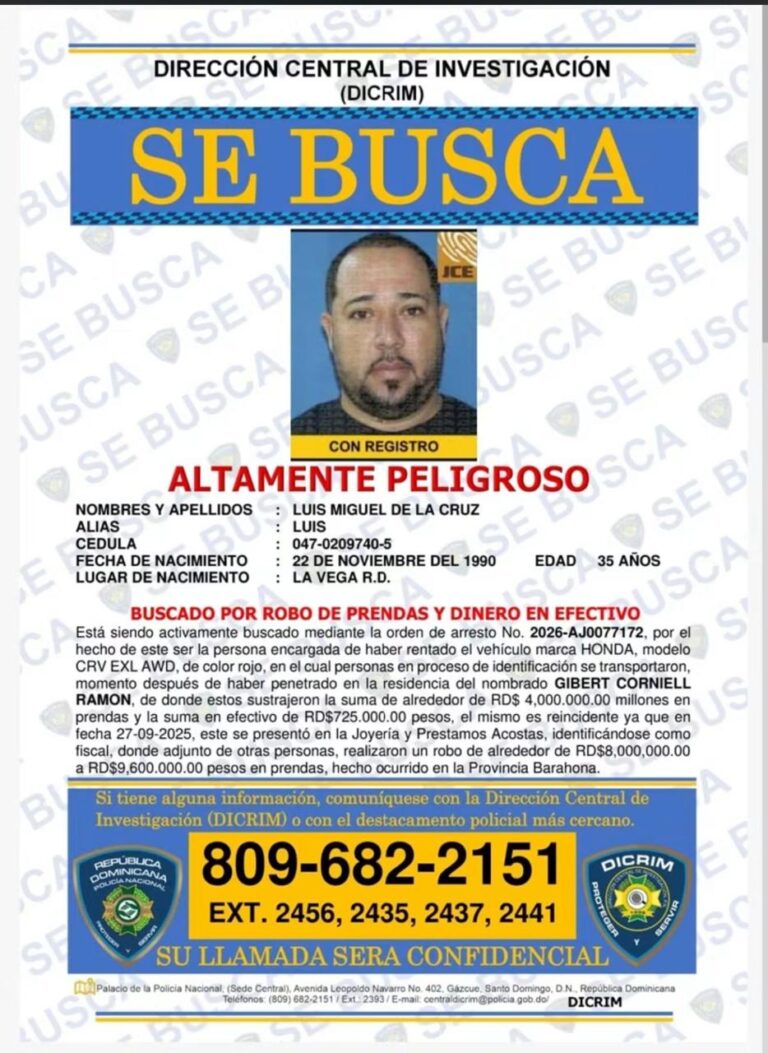 DICRIM busca a hombre señalado por robo millonario de prendas y dinero en efectivo