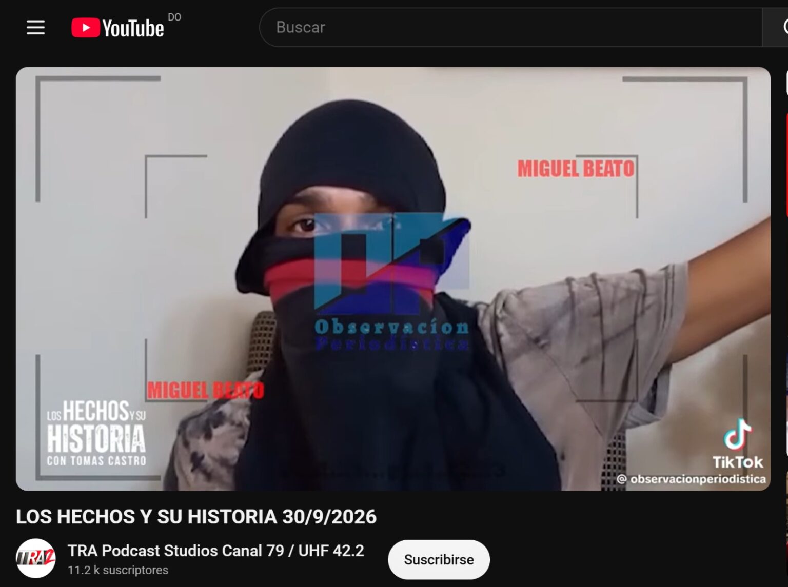 Policía Nacional aclara que video de hombre encapuchado en Santiago corresponde a entrevista de 2023