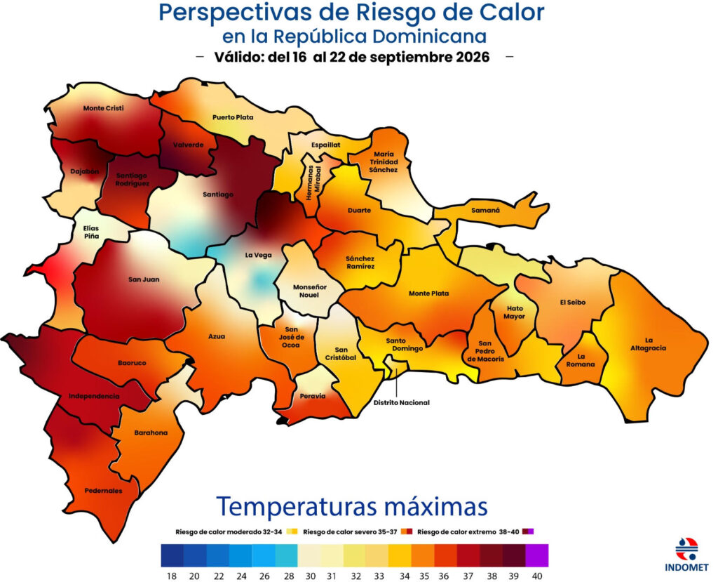 INDOMET advierte calor de severo a extremo en RD hasta el 22 de septiembre