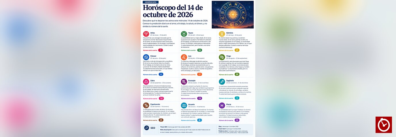Horóscopo del miércoles 14 de octubre de 2026: predicciones para los 12 signos del zodiaco