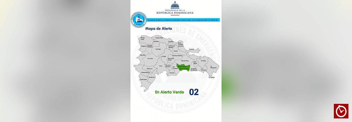COE emite alerta verde para el Gran Santo Domingo y el Distrito Nacional ante posibles inundaciones