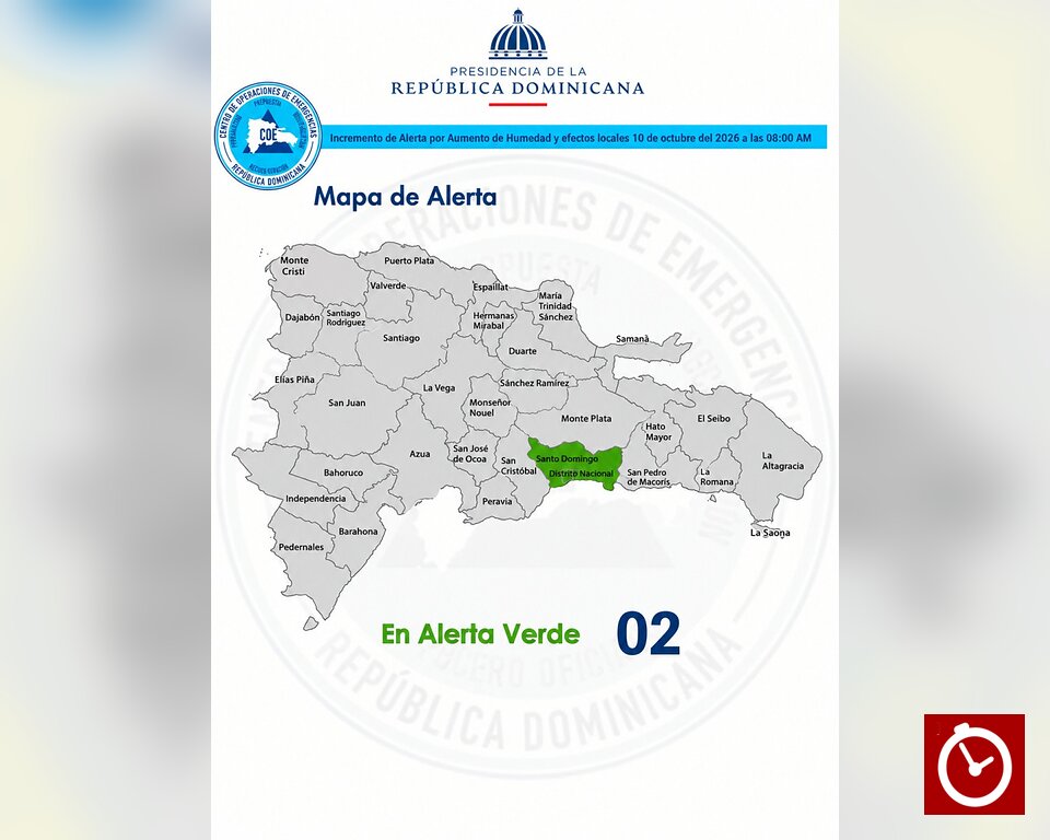 COE emite alerta verde para el Gran Santo Domingo y el Distrito Nacional ante posibles inundaciones