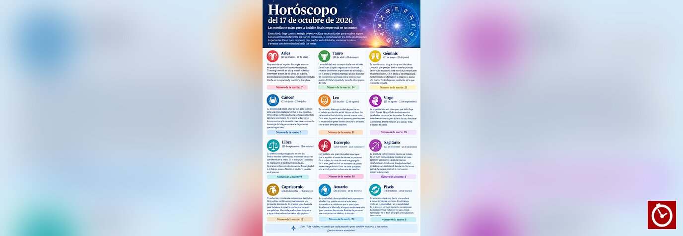 Horóscopo del sábado 17 de octubre de 2026: predicciones para los 12 signos del zodiaco