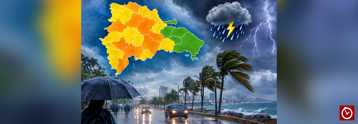 Aguaceros fuertes y tormentas eléctricas afectarán varias provincias; mantienen alertas y avisos meteorológicos