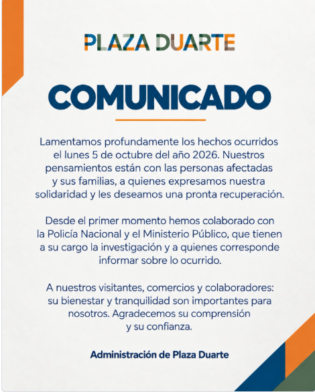 Plaza Duarte lamenta asalto y asegura que colabora con las autoridades