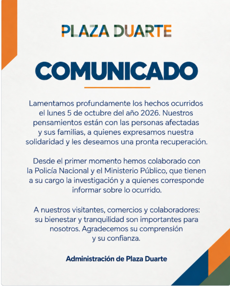 Plaza Duarte lamenta asalto y asegura que colabora con las autoridades