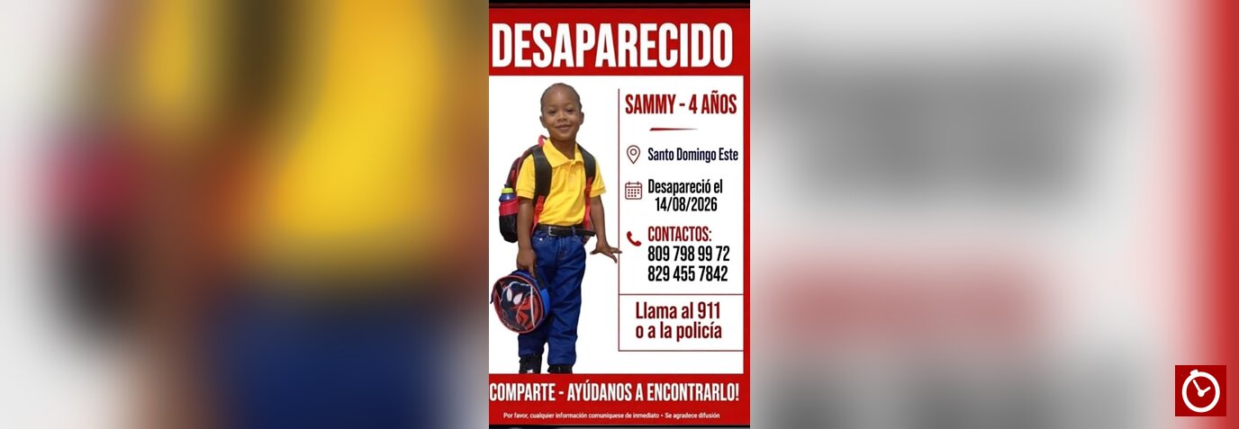 Reportan desaparición de niño de cuatro años en Los Tres Brazos