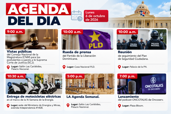 Agenda del día: lunes 5 de Octubre 2026