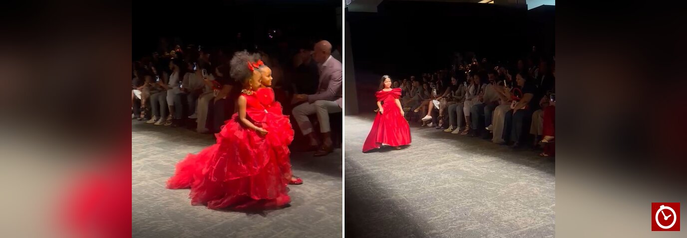 Aurora Dresses by Leticia Lasose en RD Fashion Week 2026, con vestidos de fantasía y elegancia en la pasarela infantil.