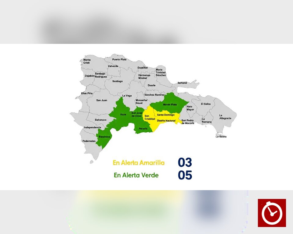 COE coloca tres demarcaciones en alerta amarilla y cinco en verde por fuertes lluvias