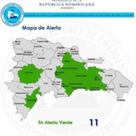 COE coloca 10 provincias y el Distrito Nacional en alerta verde por aguaceros