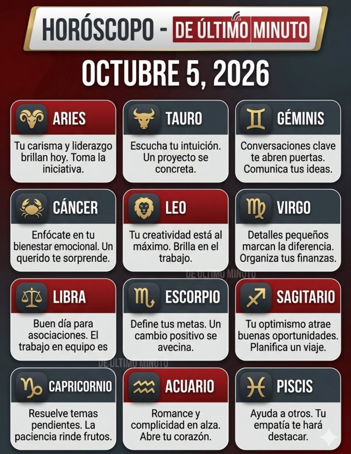 Horóscopo del 5 de octubre de 2026: predicciones para todos los signos