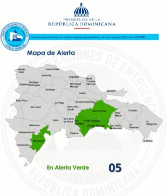 COE mantiene alerta verde en cinco provincias por lluvias asociadas a onda tropical