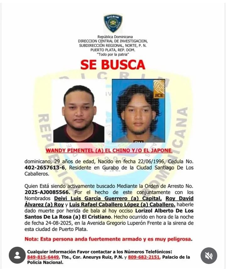 Buscan a «El Chino», por su presunta vinculación con homicidio en Puerto Plata