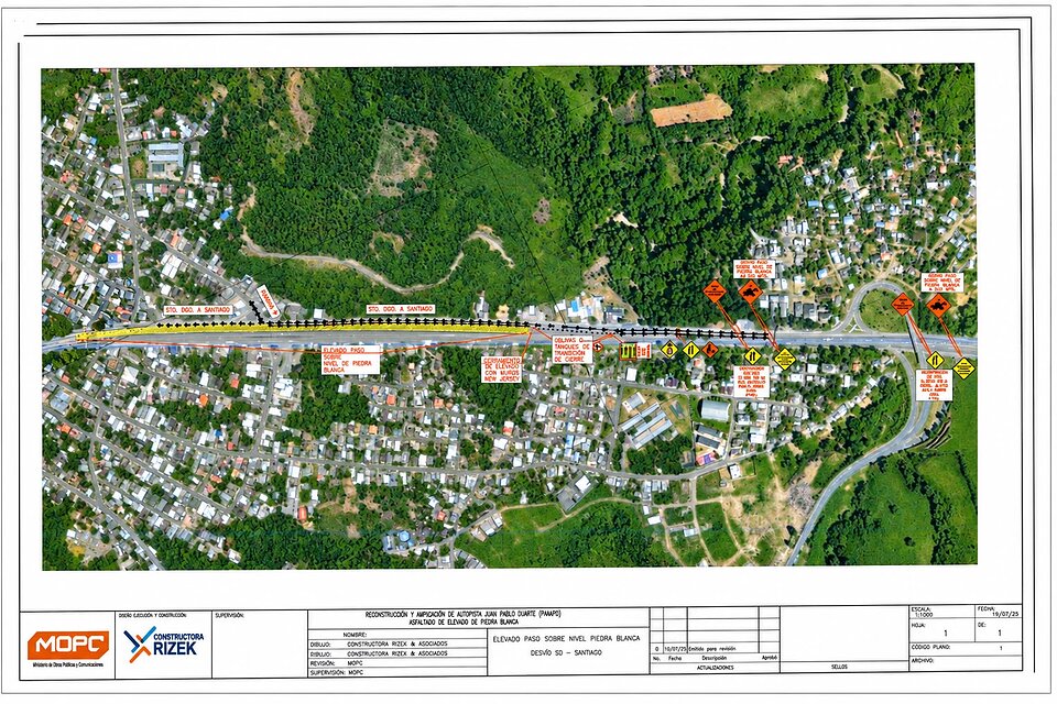 Obras Públicas anuncia cierre parcial del elevado de Piedra Blanca desde este lunes por trabajos de intervención