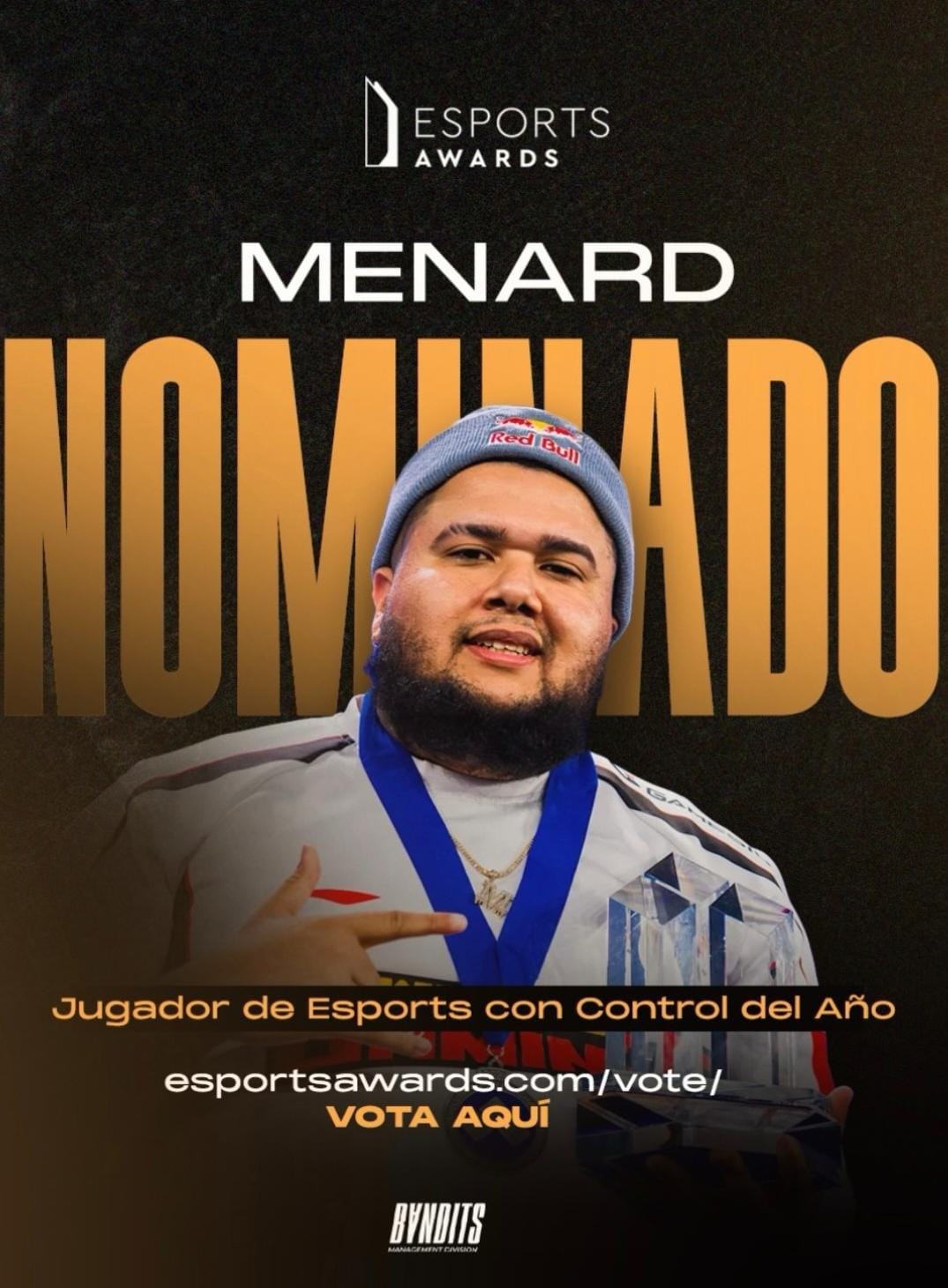 MenaRD es nominado a los Esports Awards 2026 como jugador del año con control