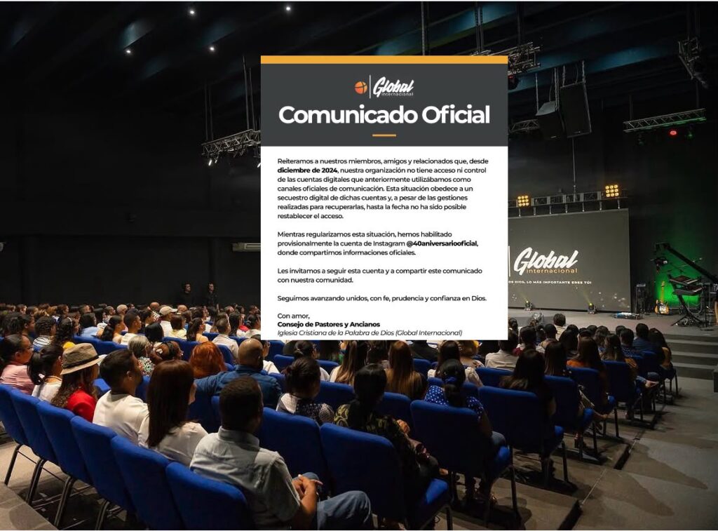 Iglesia Global Internacional denuncia que continúa sin acceso a sus cuentas de Instagram y PayPal