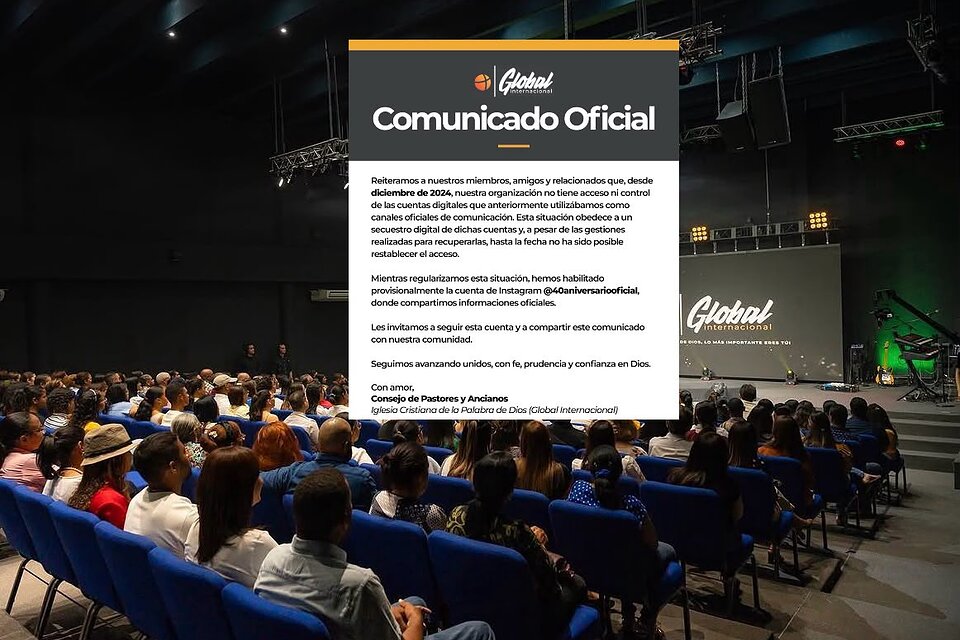 Iglesia Global Internacional denuncia que continúa sin acceso a sus cuentas de Instagram y PayPal