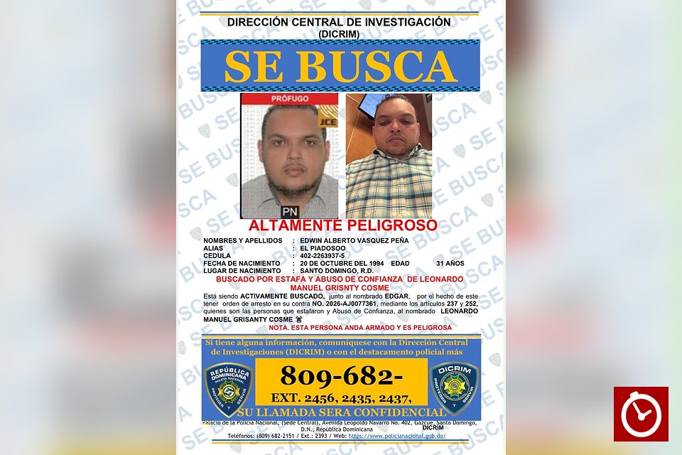 Policía busca a siete prófugos por homicidio, robos y estafas en Santiago