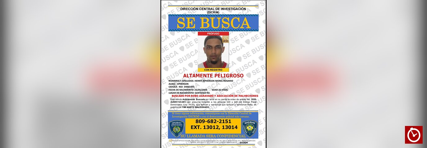 Policía busca a “Epherson” por robo de prendas valoradas en RD$1.4 millones en Santiago