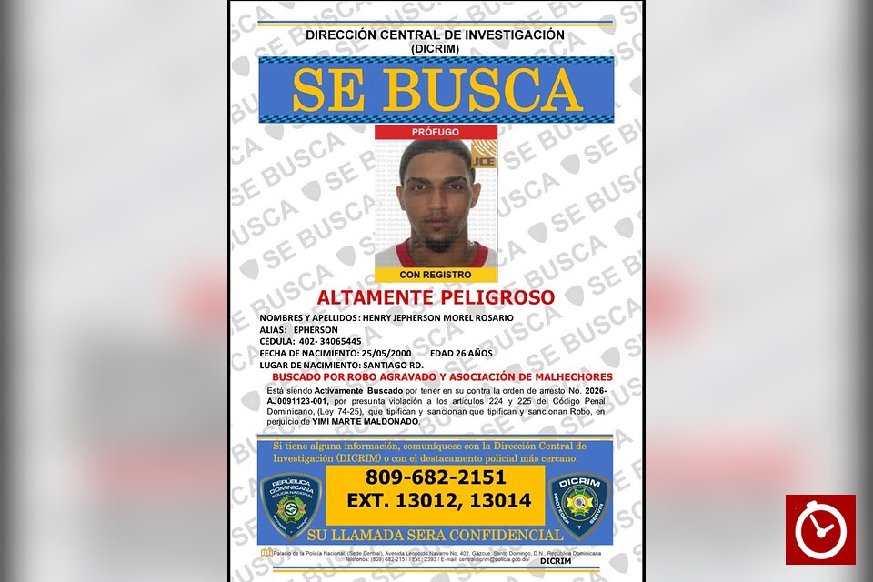Policía busca a “Epherson” por robo de prendas valoradas en RD$1.4 millones en Santiago