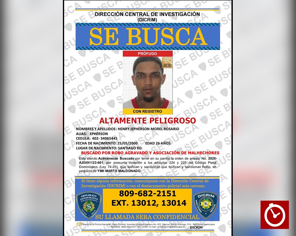 Policía busca a “Epherson” por robo de prendas valoradas en RD$1.4 millones en Santiago