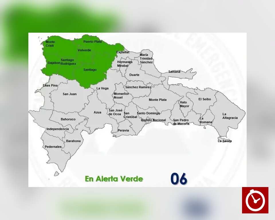 COE coloca seis provincias en alerta verde por posibles lluvias y tormentas eléctricas