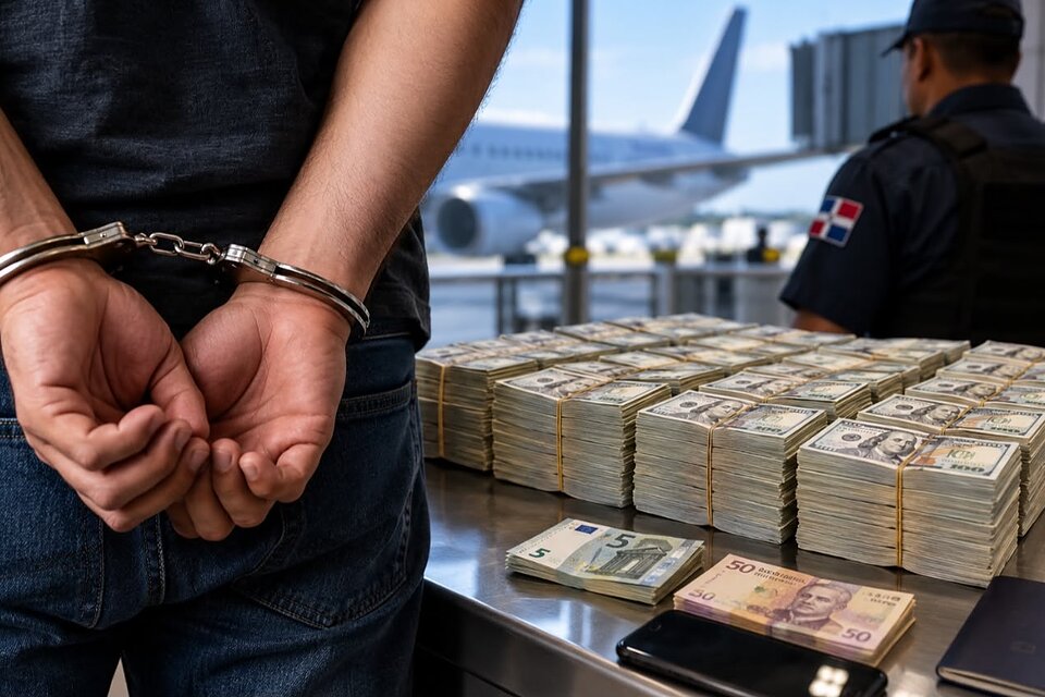 Prisión preventiva para colombiano detenido en el AILA con US$600,700 sin declarar