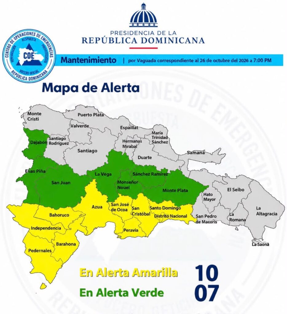 COE mantiene 17 provincias bajo alerta por condiciones del tiempo 2 | Noticias de hoy en República Dominicana COE mantiene 17 provincias bajo alerta por condiciones del tiempo