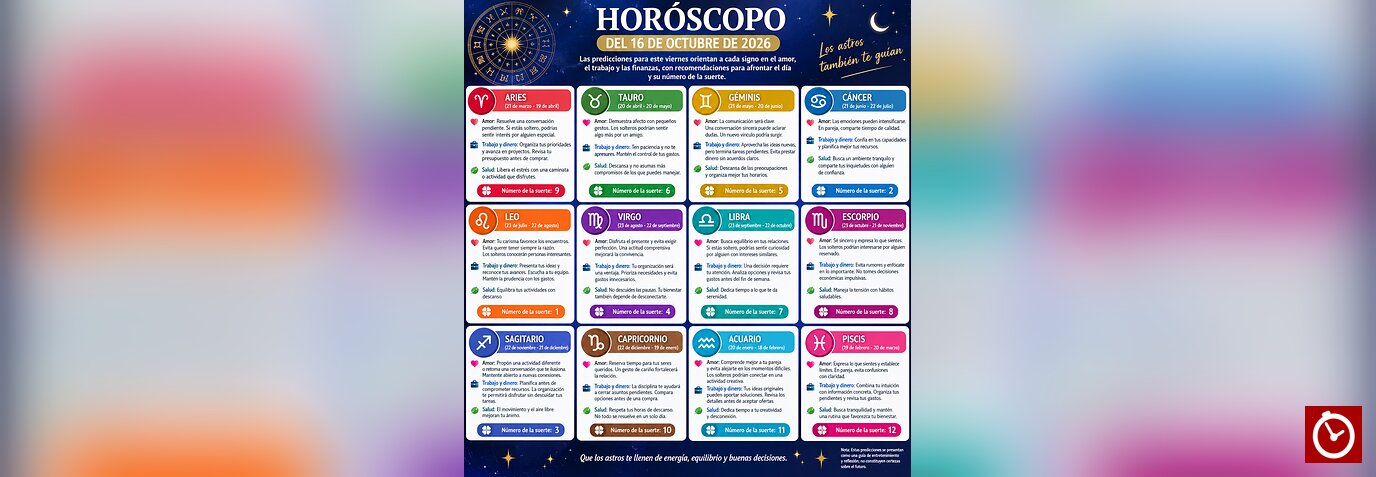 Horóscopo del viernes 16 de octubre de 2026: descubre qué te deparan los astros