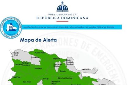 COE eleva a 16 las provincias en alerta verde por efectos de una vaguada